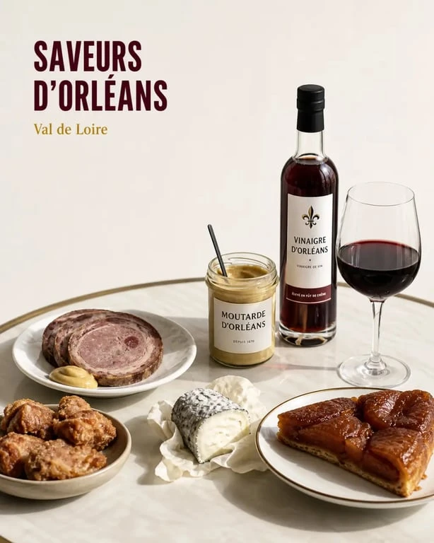 Spécialité culinaire orléans : assortiment de produits locaux et table gourmande du Val de Loire