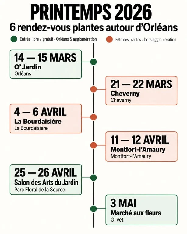 Calendrier du marché aux plantes Orléans 2026 et des fêtes des plantes du printemps