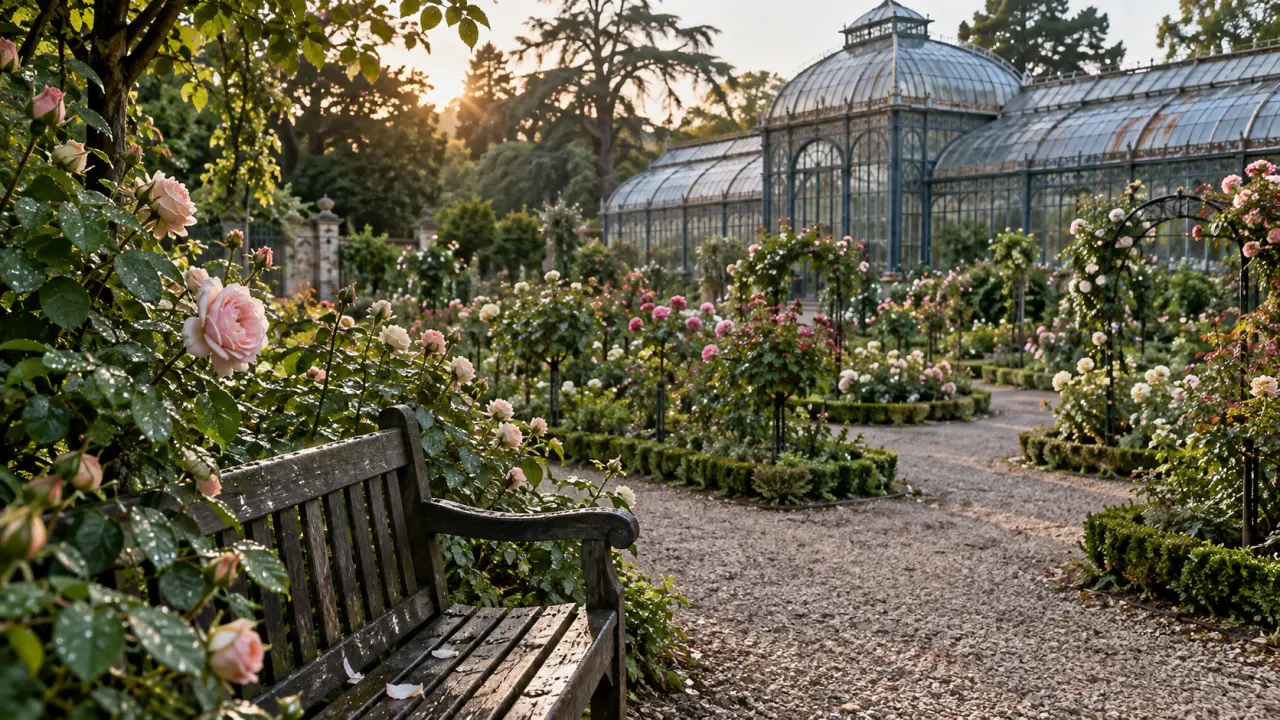 Jardin des plantes Orléans : roseraie et grande serre historique