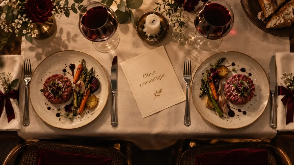 Restaurant romantique orléans : table dressée dîner
