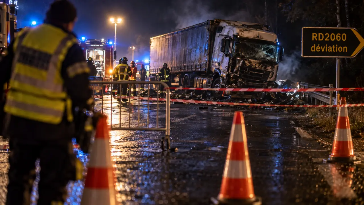 Accident de poids lourd sur la RD2060 : circulation interrompue à Châteauneuf-sur-Loire