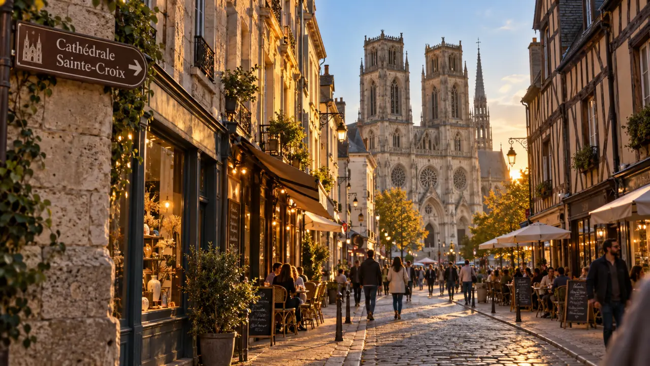 Centre Orléans : cathédrale Sainte-Croix au coucher du soleil