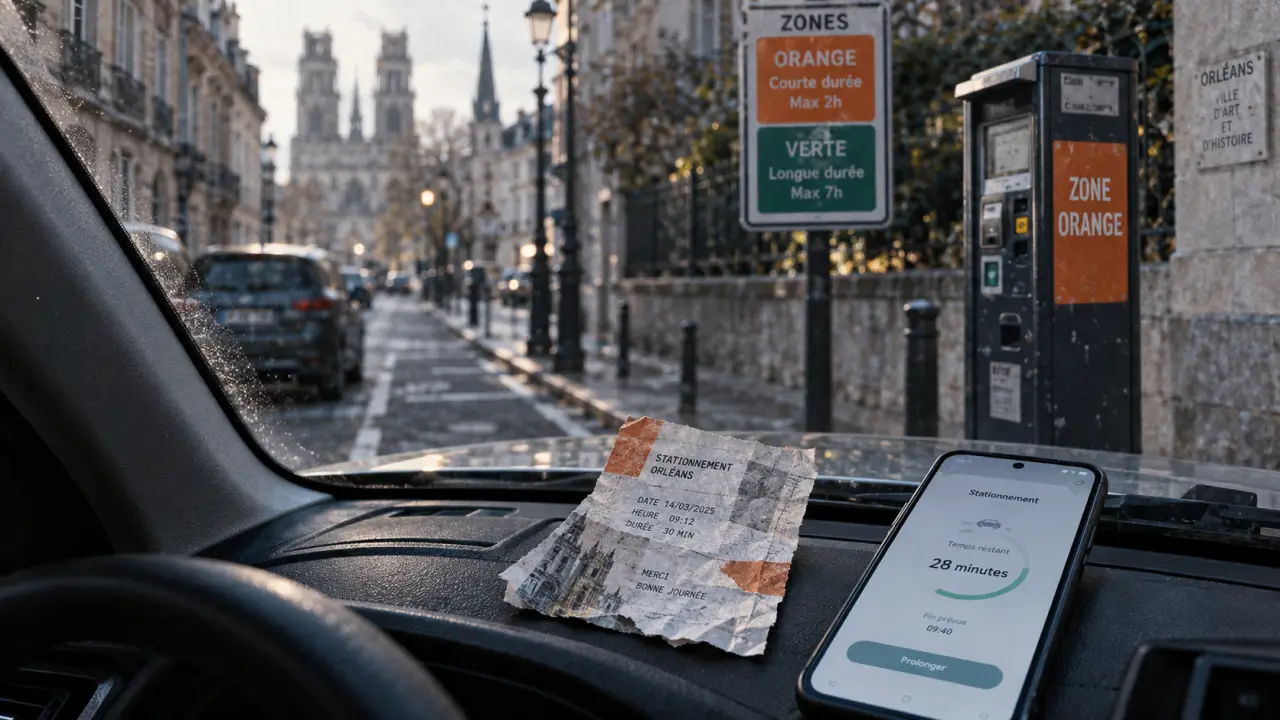 Parking gratuit orléans : ticket et zone orange sur pare-brise
